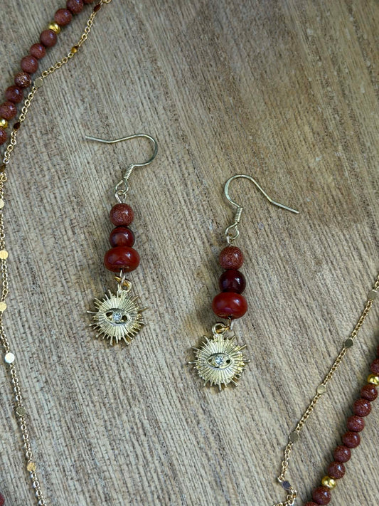 RED SUNBURST EARRINGS